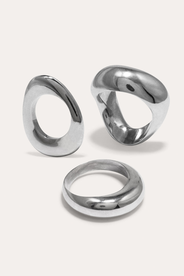 Post‐Capital - Set of 3 Platinum Plated Stacking Rings