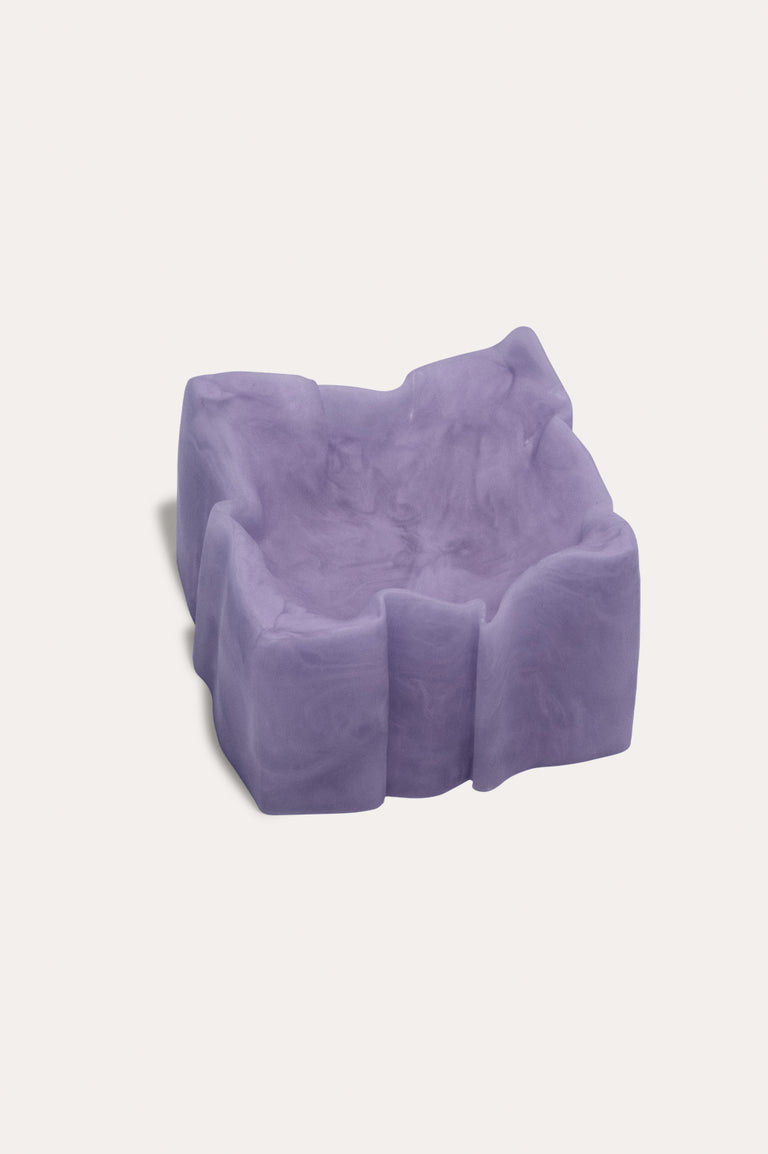 Plat Froissé - Petite coupelle en résine de marbre lilas mat