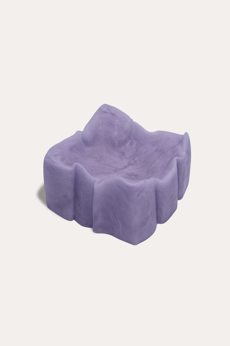Plat Froissé - Petite coupelle en résine de marbre lilas mat