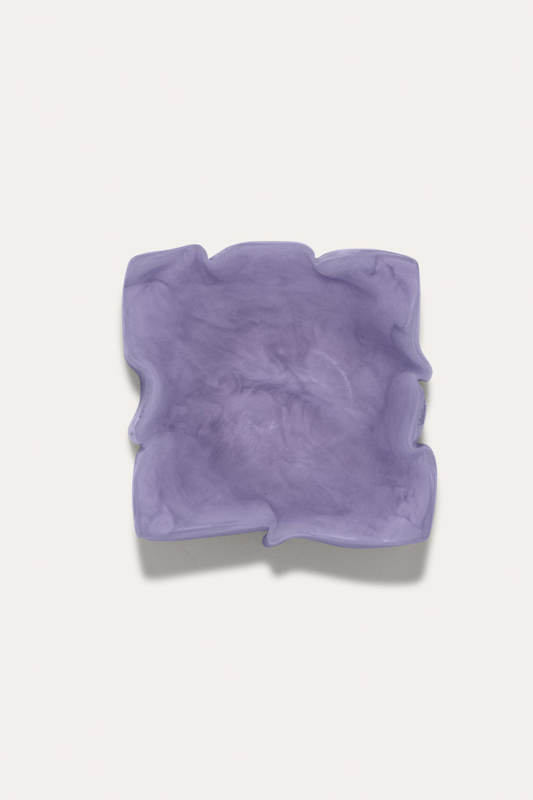 Plat Froissé - Petite coupelle en résine de marbre lilas mat