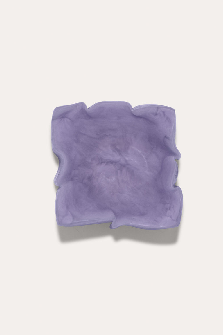 Crumpled Dish - Small Marble Resin Dish in Matte Lilac