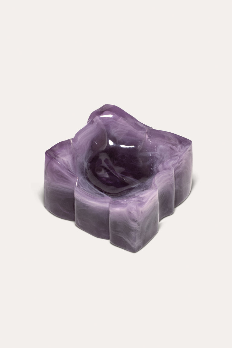 Crumpled Dish - Small Marble Resin Dish in Gloss Lilac