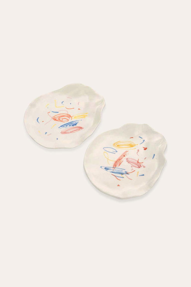 The Mostly Flat Coaster - Set of 2 Coasters in Matte White w/ Splatter