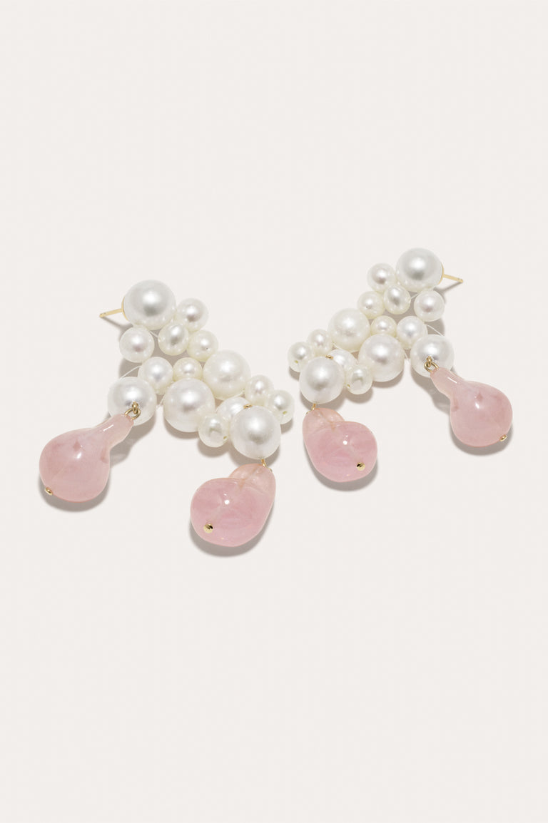 What's the Second Big Idea? - Pearl and Pink Bio Resin Gold Vermeil Earrings