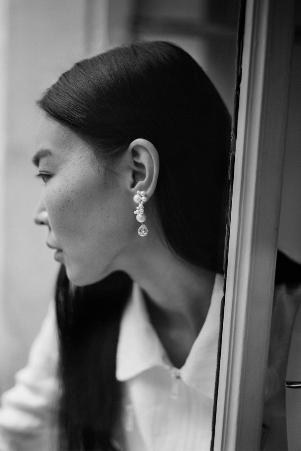 Un passé au futur – Boucles d'oreilles en Vermeil d'Or recyclé, Ornées de Perles et de Zircons