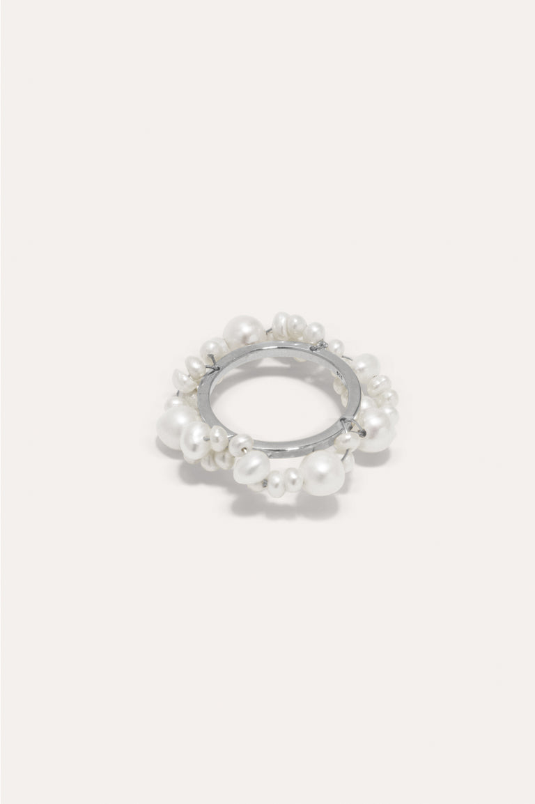 P32 - Freshwater Pearl and Platinum Plated Rings