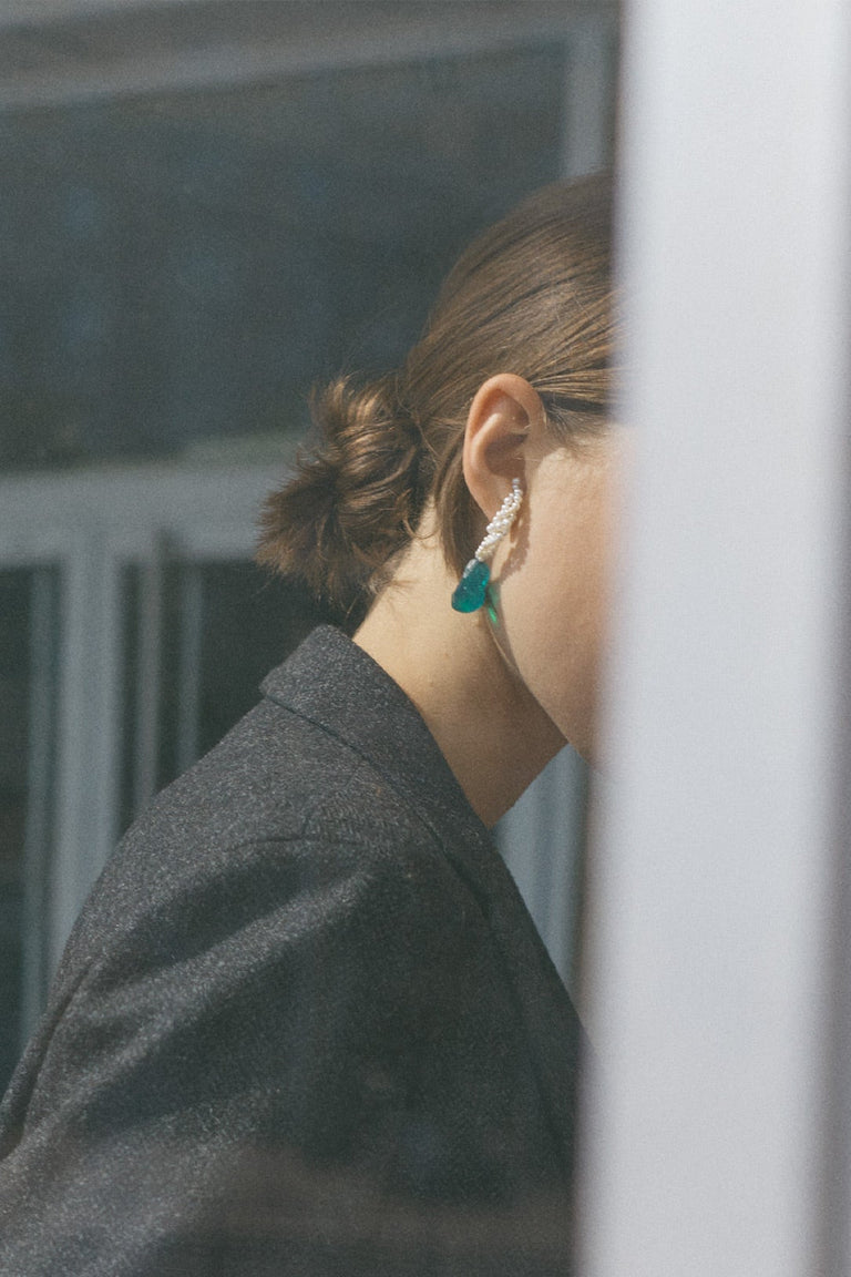 Bien compris – Boucles d'oreilles en Vermeil Or Recyclé avec Perles et Résine Bio Verte