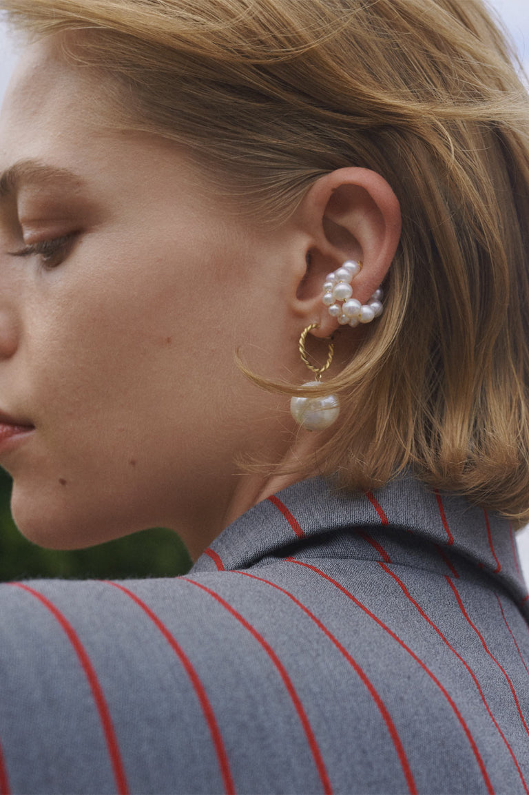 Granny Smith -  Shell Pearl and Recycled Gold Vermeil Earrings