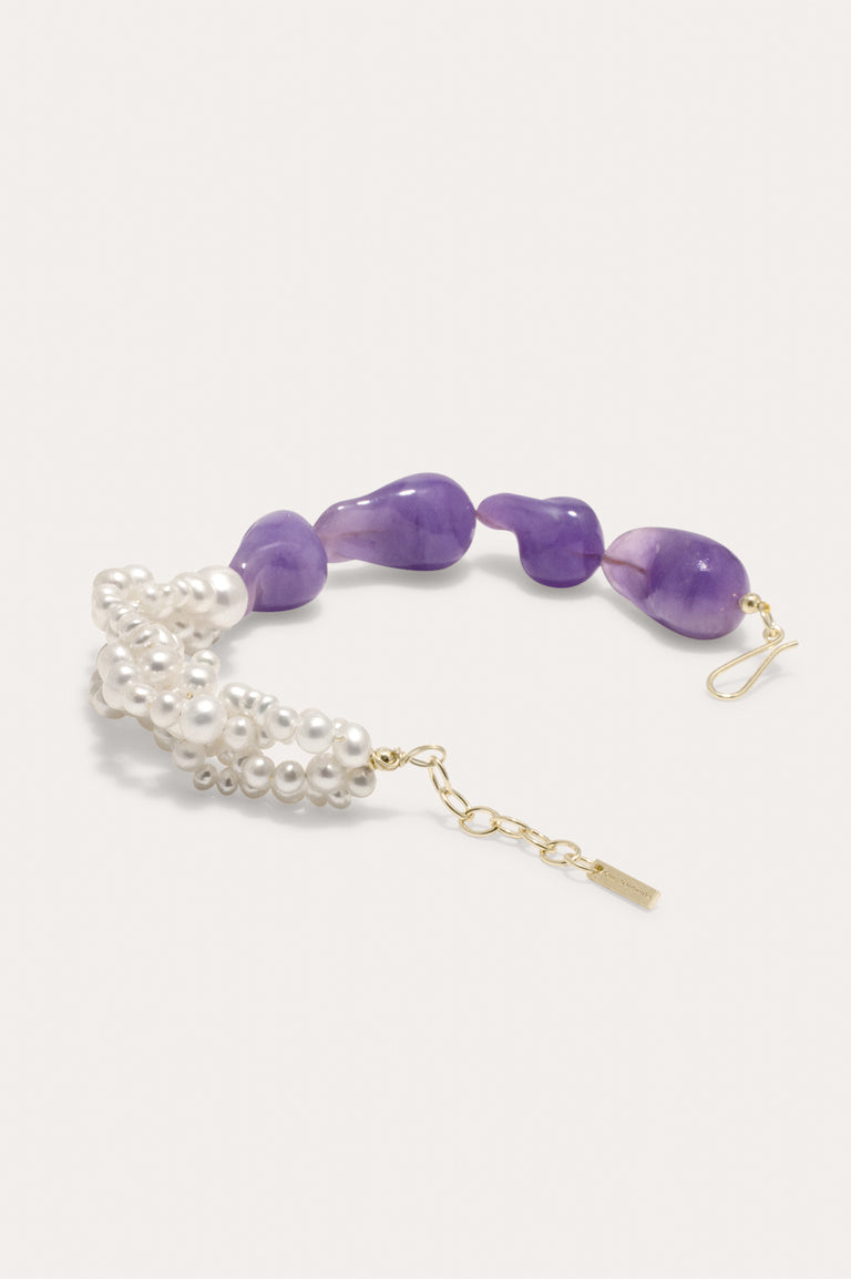 Parade of Possibilities II - Pearl and Lilac Bio Resin Gold Plated Bracelet