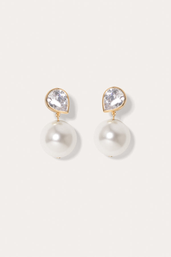 L'Anomalie Temporelle - Boucles d'Oreilles en Plaqué Or, Perles et Zirconia