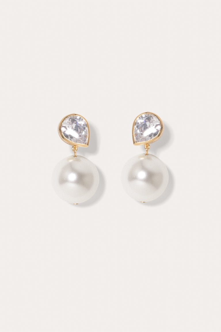 The Temporal Anomaly - Pearl and Zirconia Gold Vermeil Earrings
