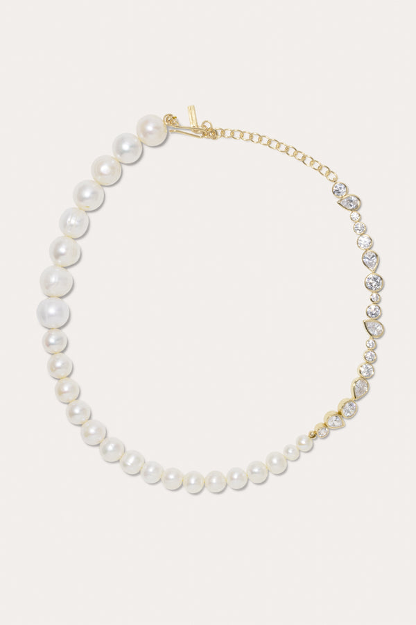 Le Collier Anomalie Temporelle en Vermeil Or, Perle et Zircone