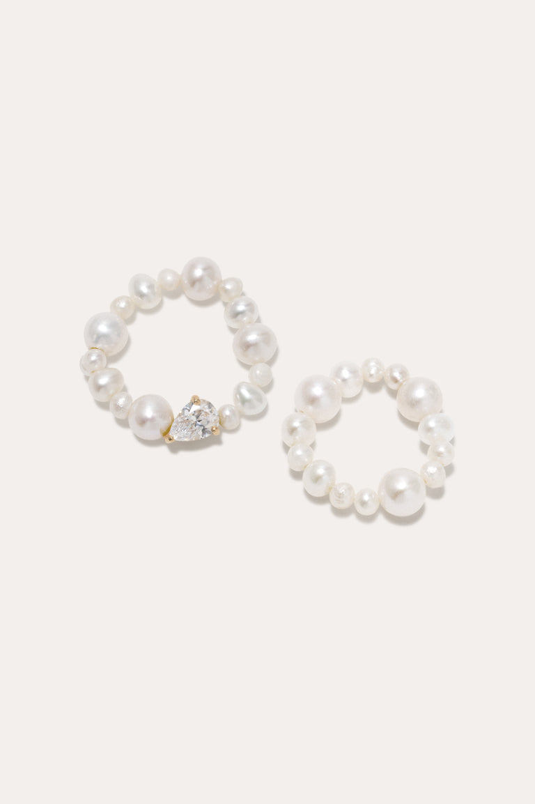 The Exposure of Time - Pearl and Zirconia Recycled Gold Vermeil Rings