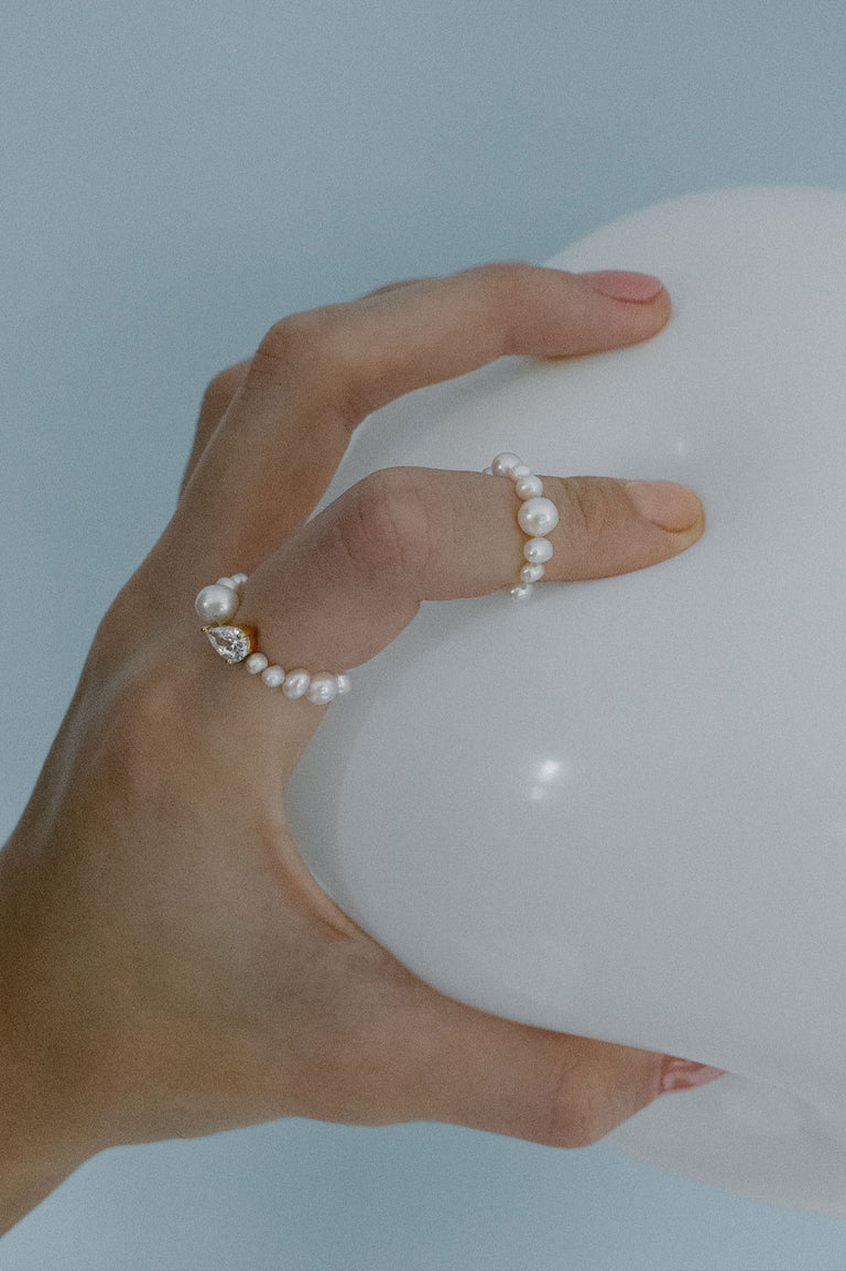 L'Exposition du Temps - Bagues Vermeil Or avec Perle et Zircone