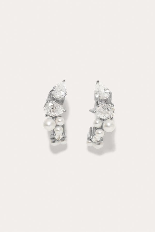 À la Poursuite des Ombres - Boucles d'oreilles en argent recyclé, perles et zircone