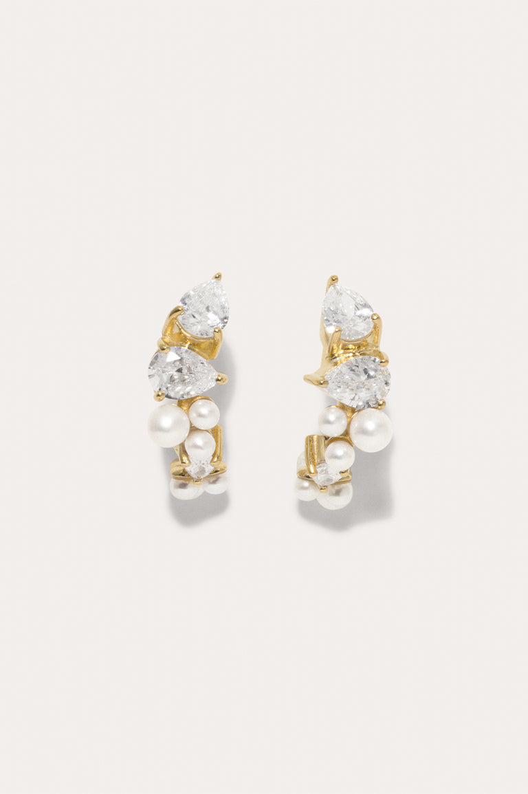 Chasing Shadows - Pearl and Zirconia Gold Vermeil Small Earrings