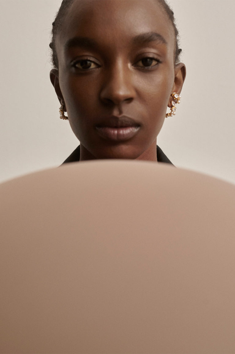 Chasing Shadows - Pearl and Zirconia Recycled Gold Vermeil Earrings