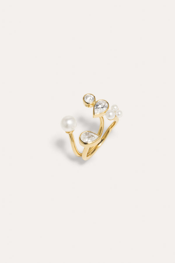 Chasing Shadows - Bague en Vermeil Recyclé avec Perle et Zircone