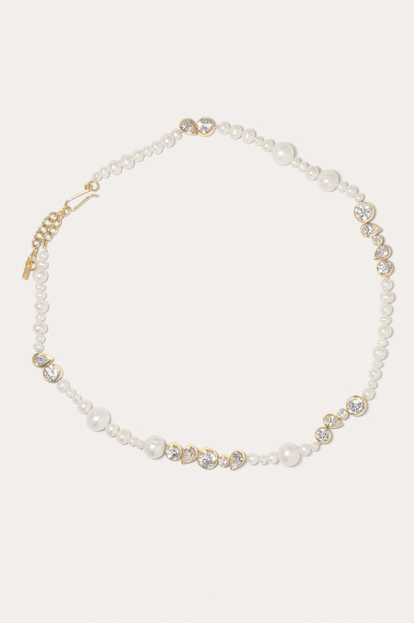 Glitch - Collier en vermeil or recyclé avec perle et zircone
