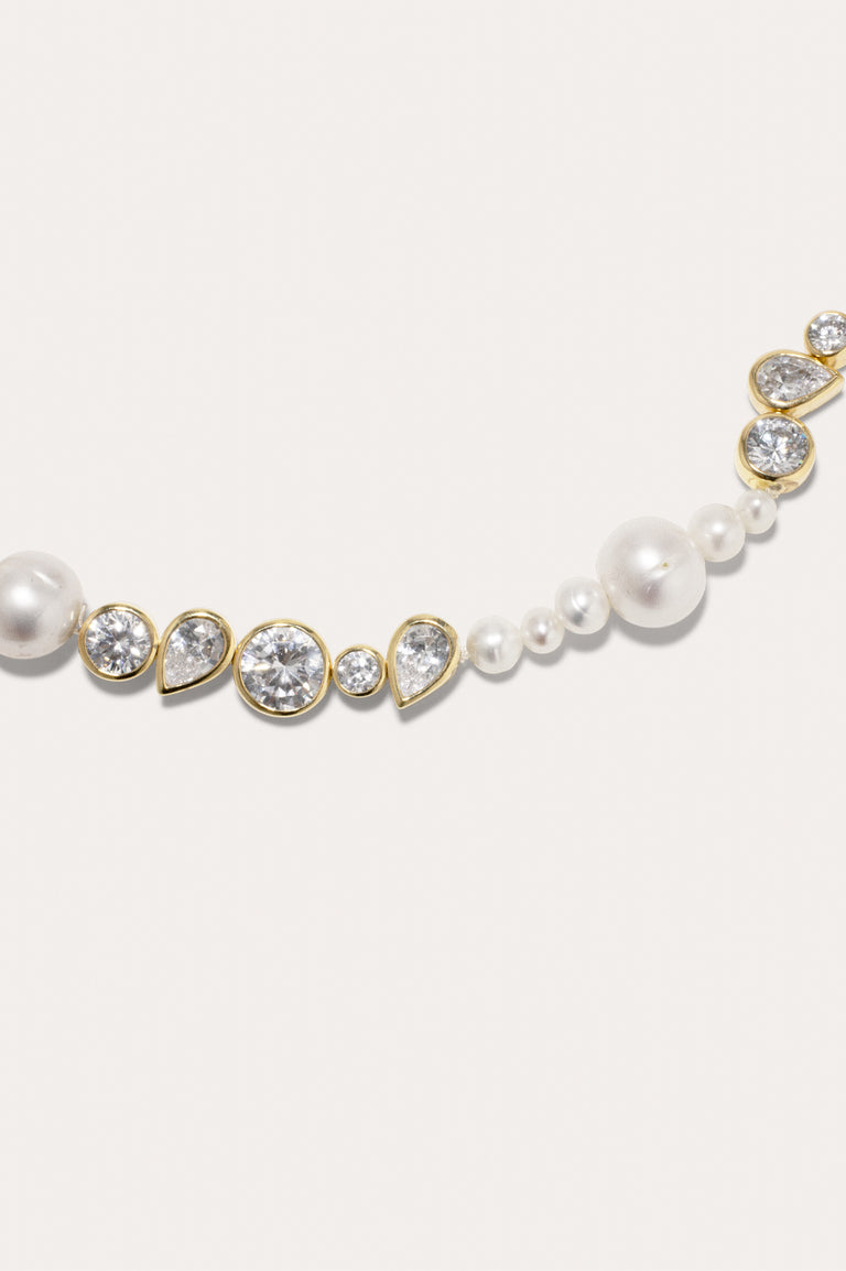 Glitch - Pearl and Zirconia Recycled Gold Vermeil Necklace