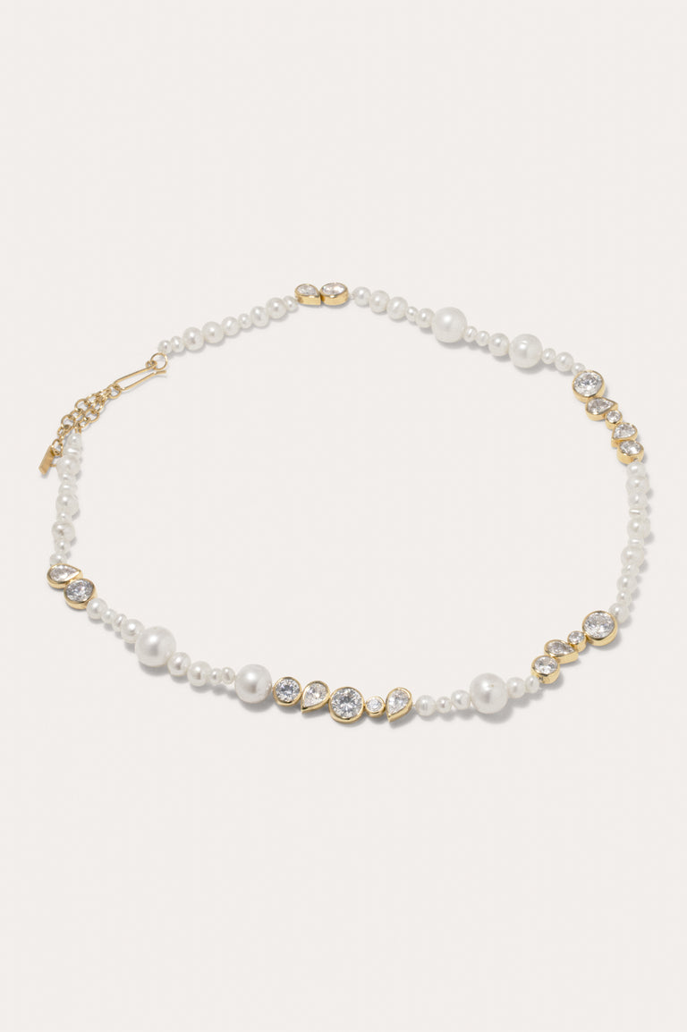 Glitch - Pearl and Zirconia Recycled Gold Vermeil Necklace