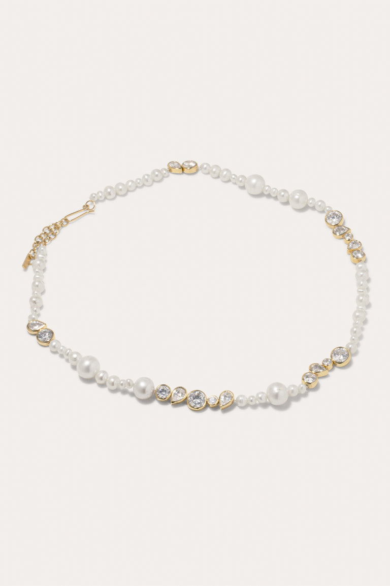 Glitch - Pearl and Zirconia Gold Vermeil Necklace