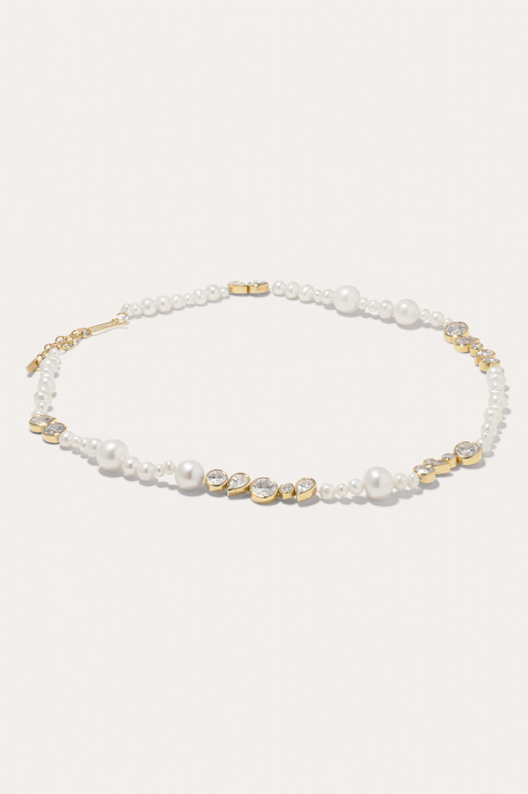 Glitch - Pearl and Zirconia Recycled Gold Vermeil Necklace