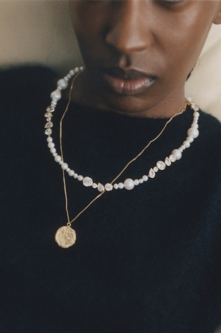 Glitch - Pearl and Zirconia Gold Vermeil Necklace | Completedworks