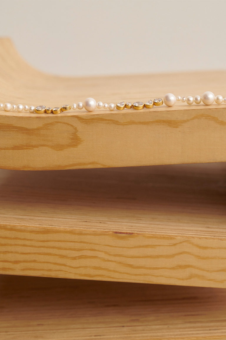 Glitch - Pearl and Zirconia Recycled Gold Vermeil Necklace