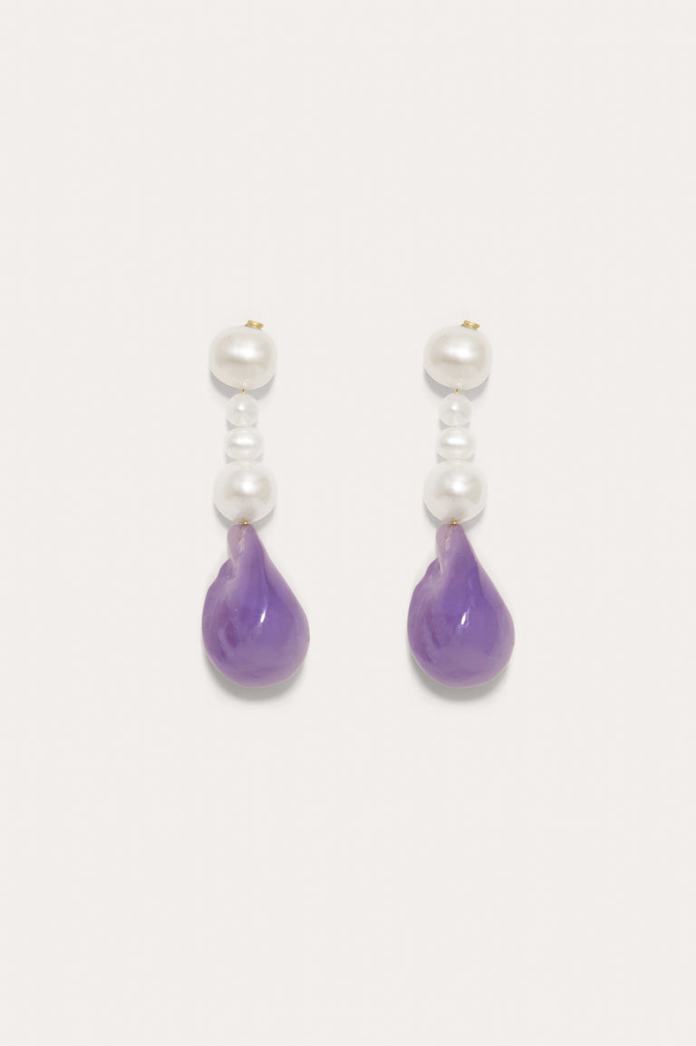 Pluck - Pearl and Lilac Bio Resin Gold Vermeil Earrings