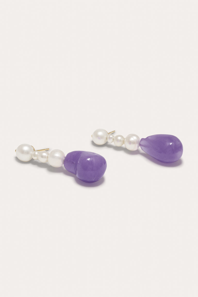 Pluck - Boucles d'oreilles en Vermeil, Résine Bio Perle et Lilas