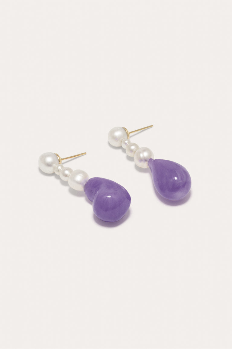Pluck - Boucles d'oreilles en Vermeil, Résine Bio Perle et Lilas