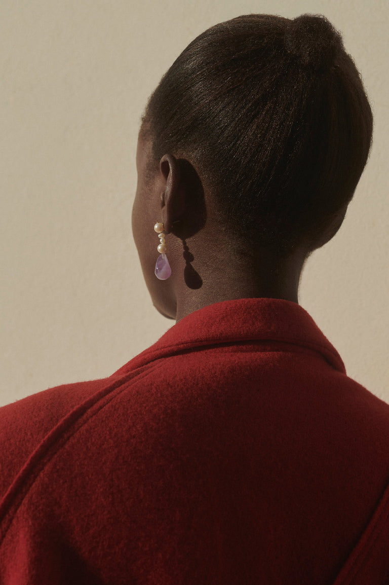 Pluck - Boucles d'oreilles en Vermeil, Résine Bio Perle et Lilas