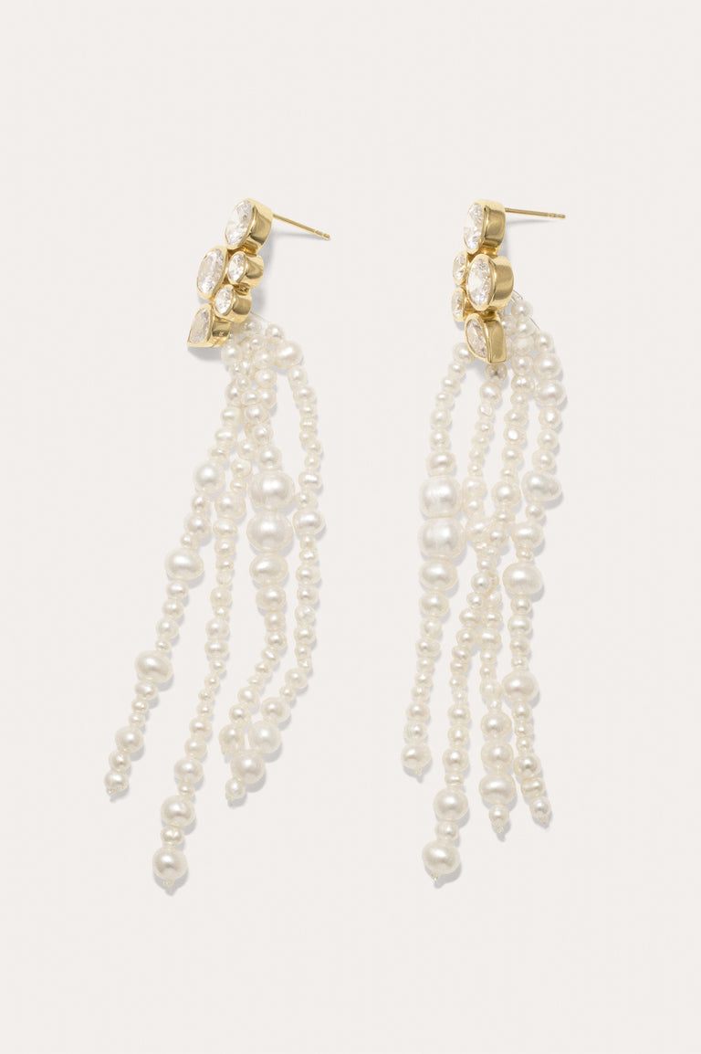 Older Now, but Still Influential - Pearl and Cubic Zirconia Gold Vermeil Earrings