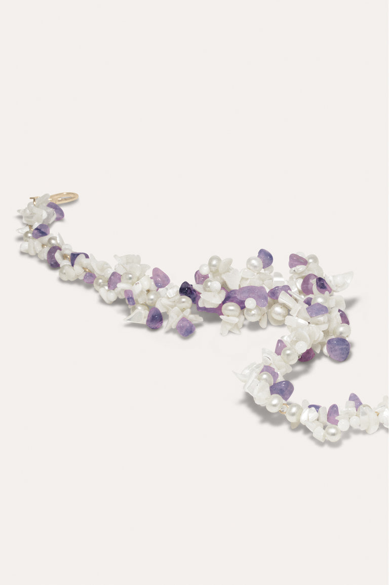 The Shifting Stream - Pearl, Mother of Pearl and Amethyst Bead Gold Vermeil Necklace