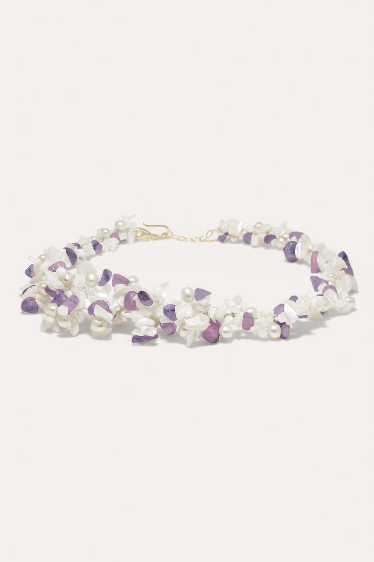 The Shifting Stream - Pearl, Mother of Pearl and Amethyst Bead Gold Vermeil Necklace