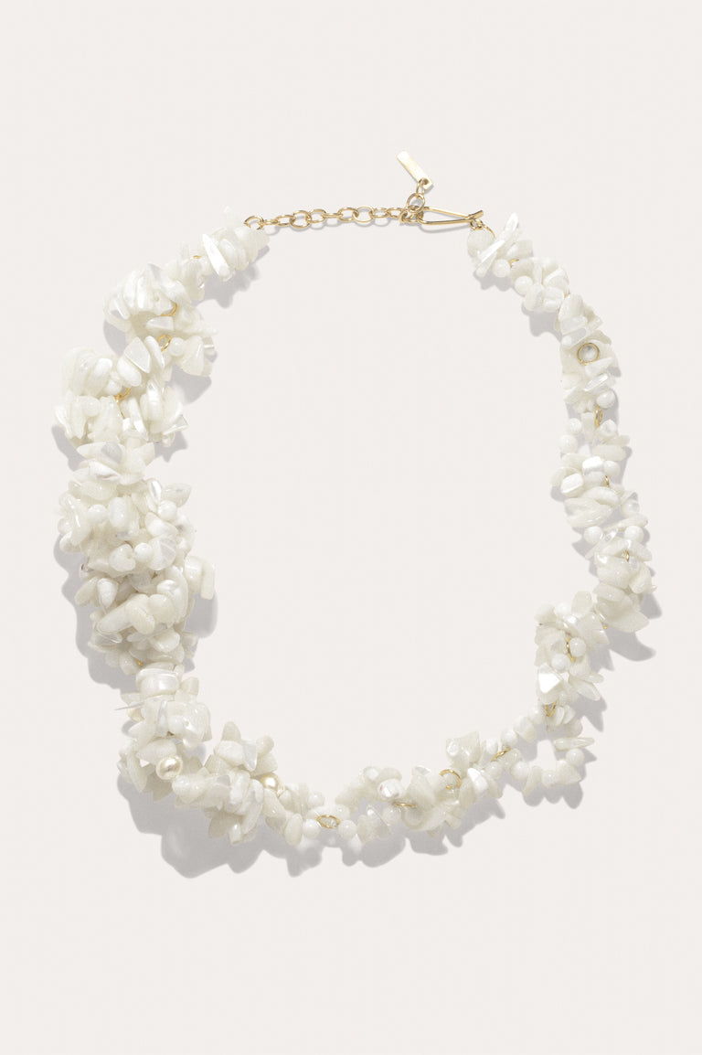 The Shifting Stream - Pearl and Mother of Pearl Bead Gold Vermeil Necklace