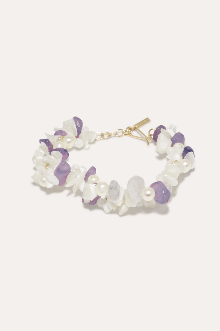 The Shifting Stream - Pearl, Mother of Pearl and Amethyst Bead Gold Vermeil Bracelet