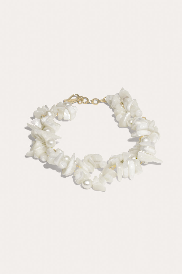 The Shifting Stream - Pearl and Mother of Pearl Bead Gold Vermeil Bracelet