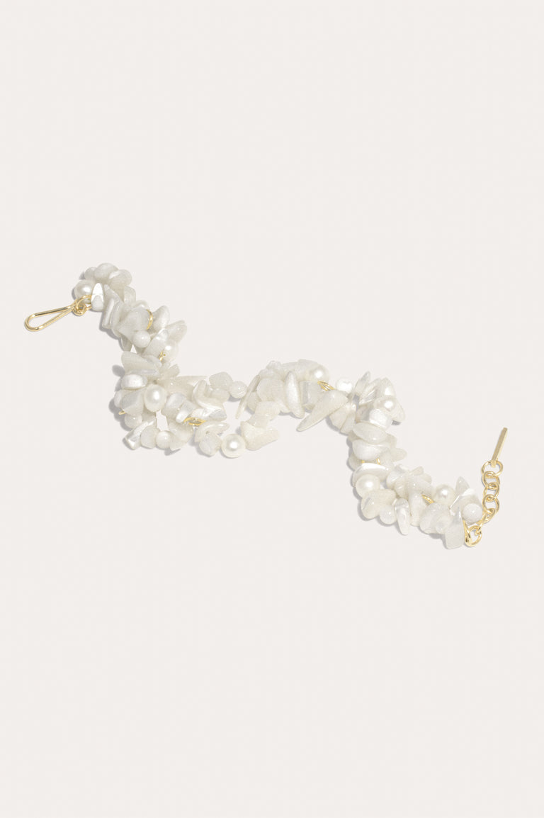 The Shifting Stream - Pearl and Mother of Pearl Bead Gold Vermeil Bracelet