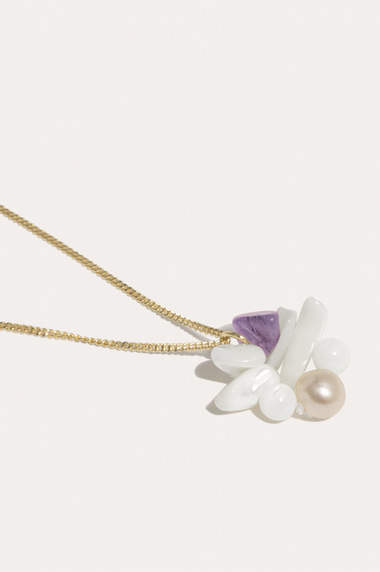 Unnecessary Drama? - Pearl, Mother of Pearl and Amethyst Bead Gold Vermeil Pendant