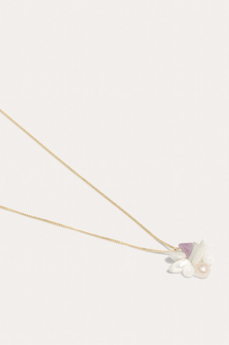 Unnecessary Drama? - Pearl, Mother of Pearl and Amethyst Bead Gold Vermeil Pendant