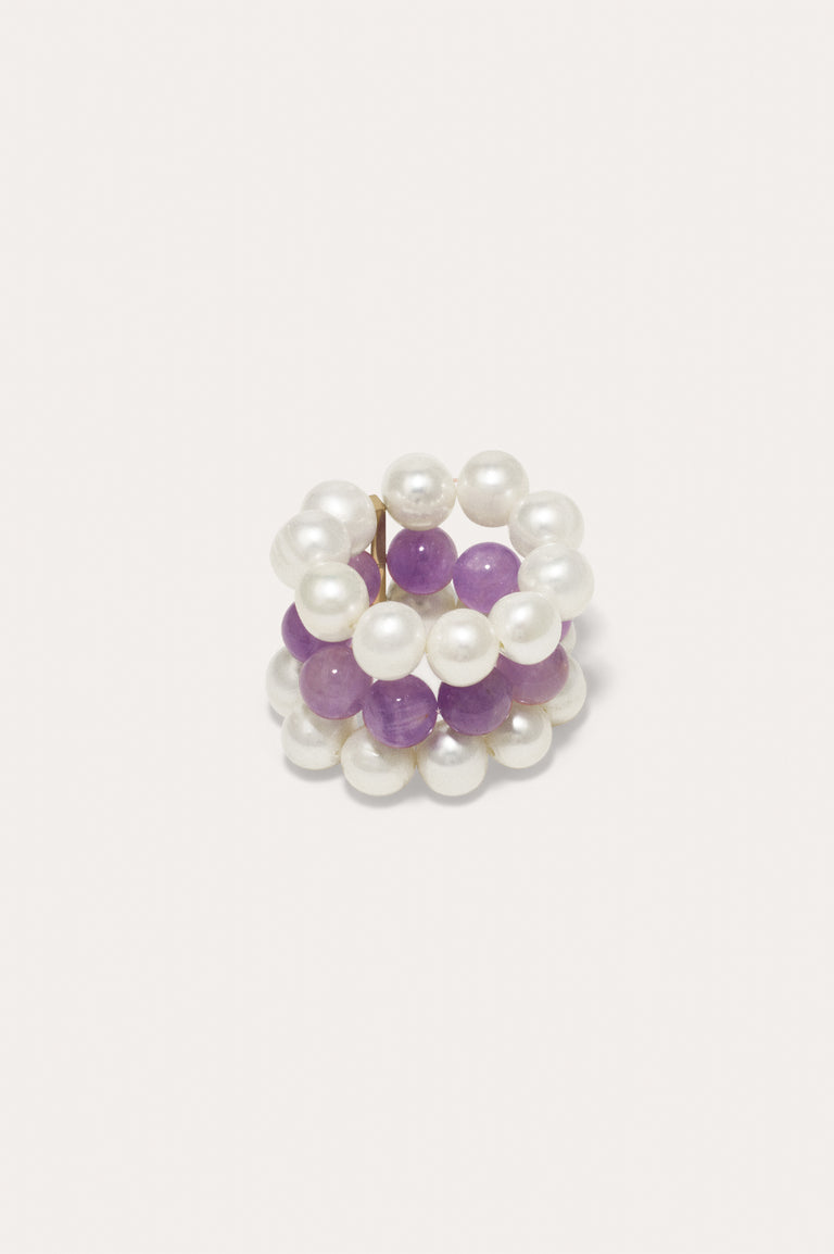 Une [Vide] Peut Changer le Monde - Bague en Vermeil Or, Perle et Jade