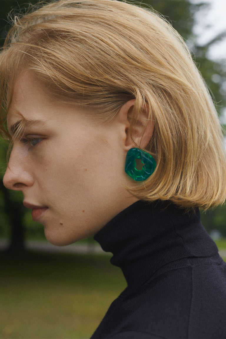 Scrunch - Green Bio Resin and Recycled Gold Vermeil Earrings