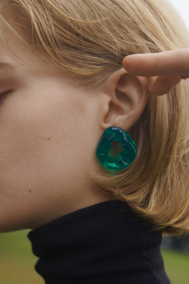 Scrunch - Green Bio Resin and Recycled Gold Vermeil Earrings