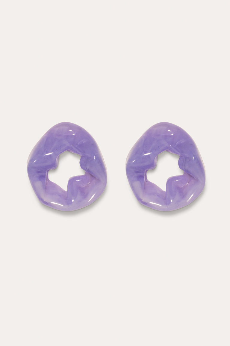 Scrunch - Lilac Bio Resin and Gold Vermeil Earrings