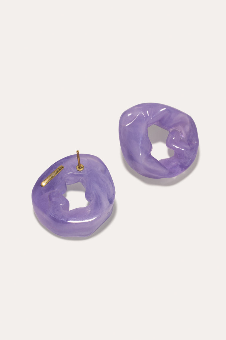 Scrunch - Lilac Bio Resin and Gold Vermeil Earrings