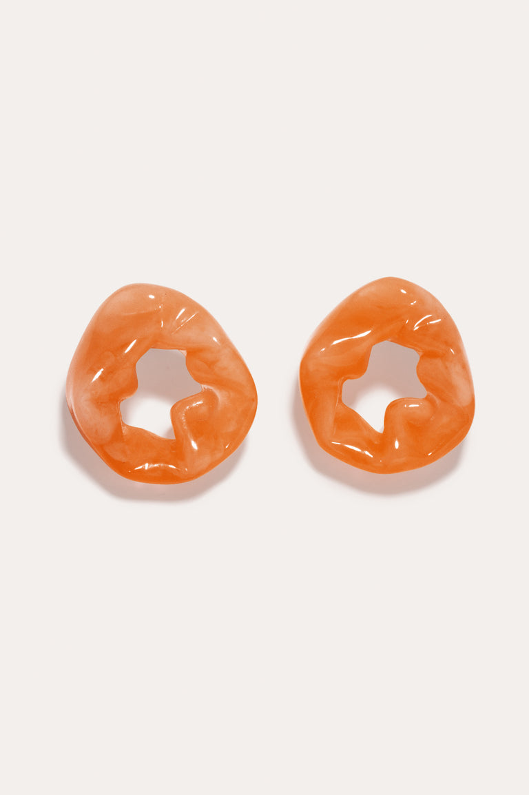Scrunch - Orange Bio Resin and Gold Vermeil Earrings