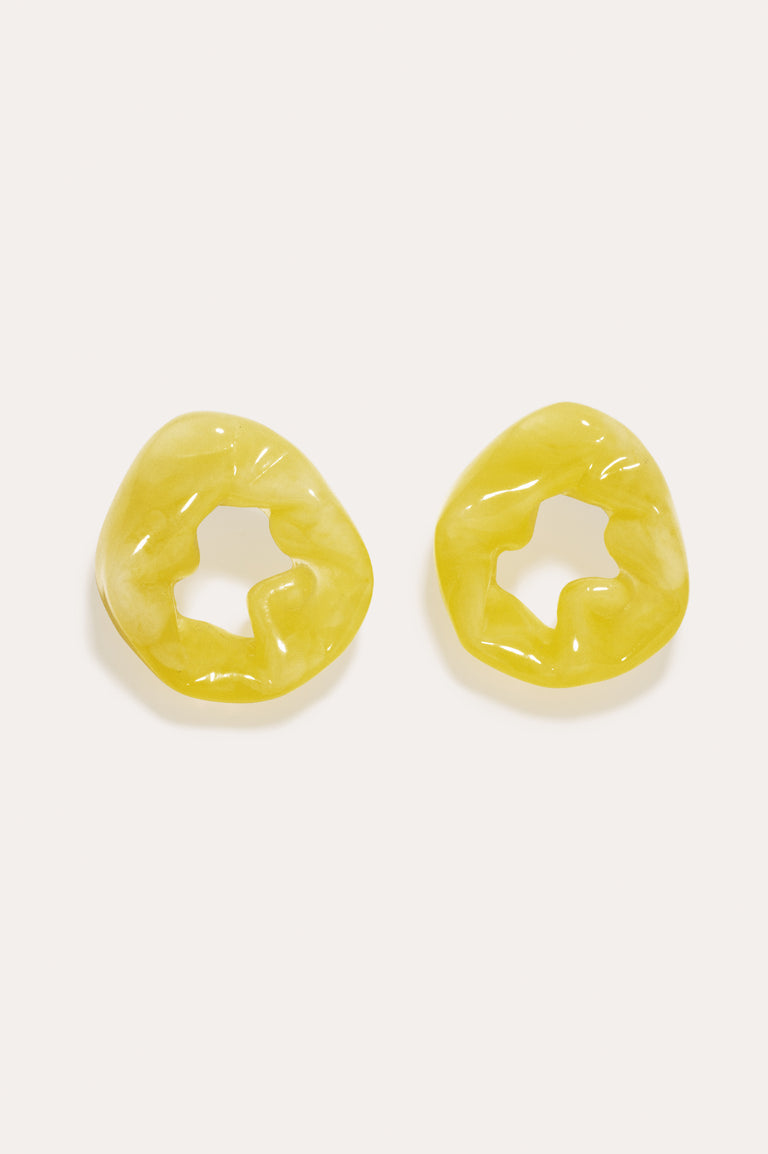 Scrunch - Yellow Bio Resin and Recycled Gold Vermeil Earrings