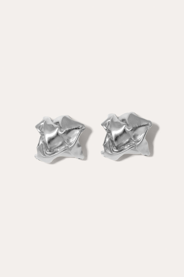 Crunched: A Tale of Abandoned Legal Strategies - Recycled Silver Earrings